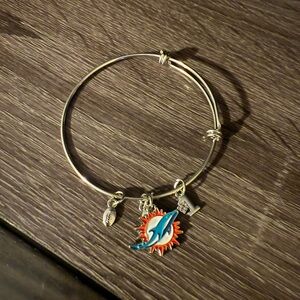 Silver Miami Dolphins Charm Bracelet